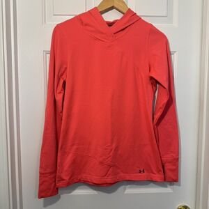 Under Armour Coldgear Fitted Hoodie Sweatshirt Womens Medium Orange Long‎ Sleeve